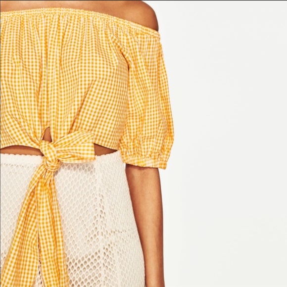 yellow gingham crop top